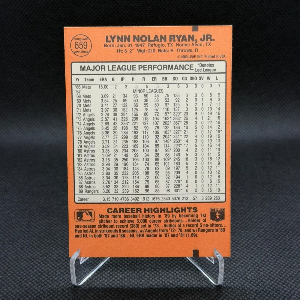 Nolan Ryan 1990 Donruss King‎ of Kings #665 Rangers Wrong Back NM